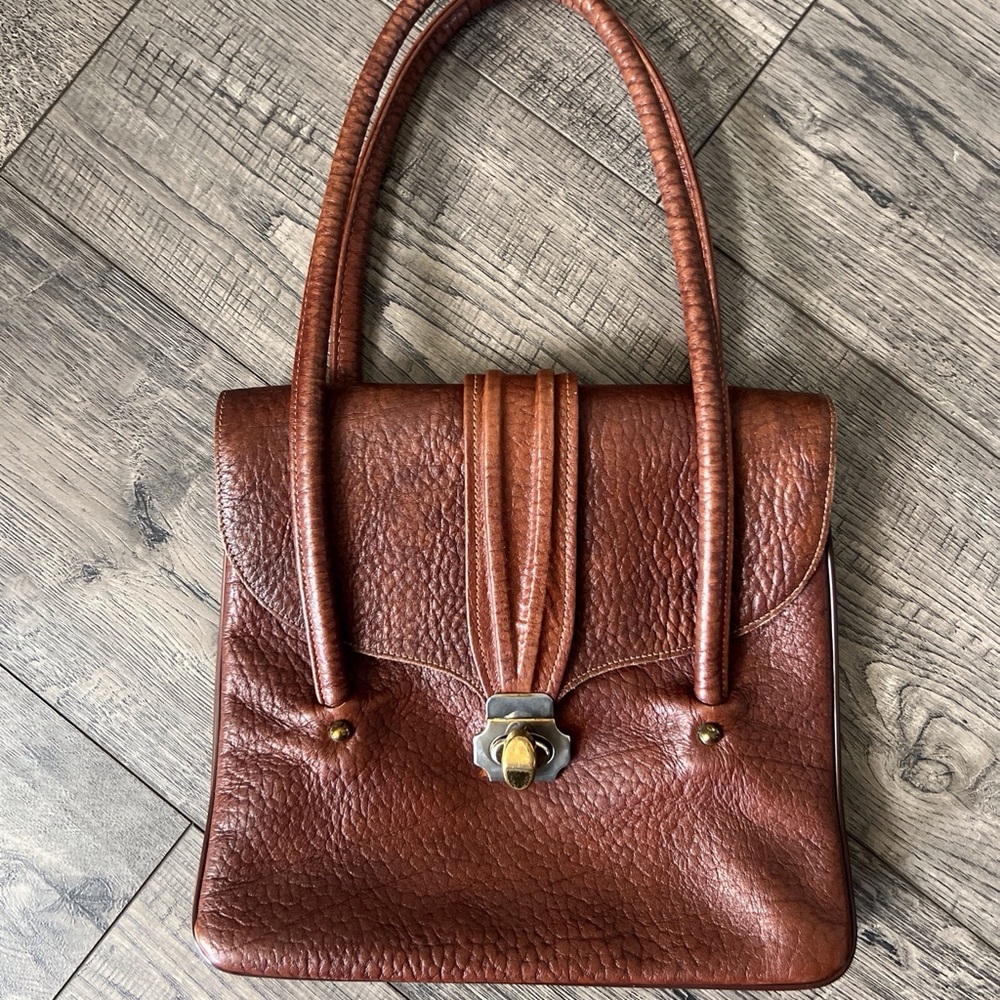 Vintage 70s leather handbag brown